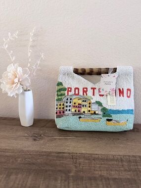 Handcrafted in India vacation Portofino, Italy Clutch Beaded Bag